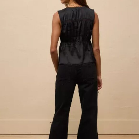 American Eagle Tie Up/Open Front Lace Top Classic - Size XL in All Black NWOT - Picture 9 of 10